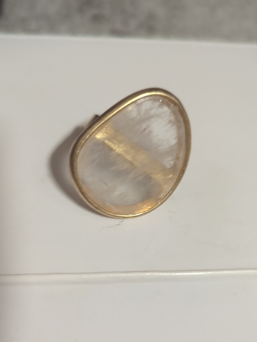 Gold-Trim Clear Stone Women's Statement Ring